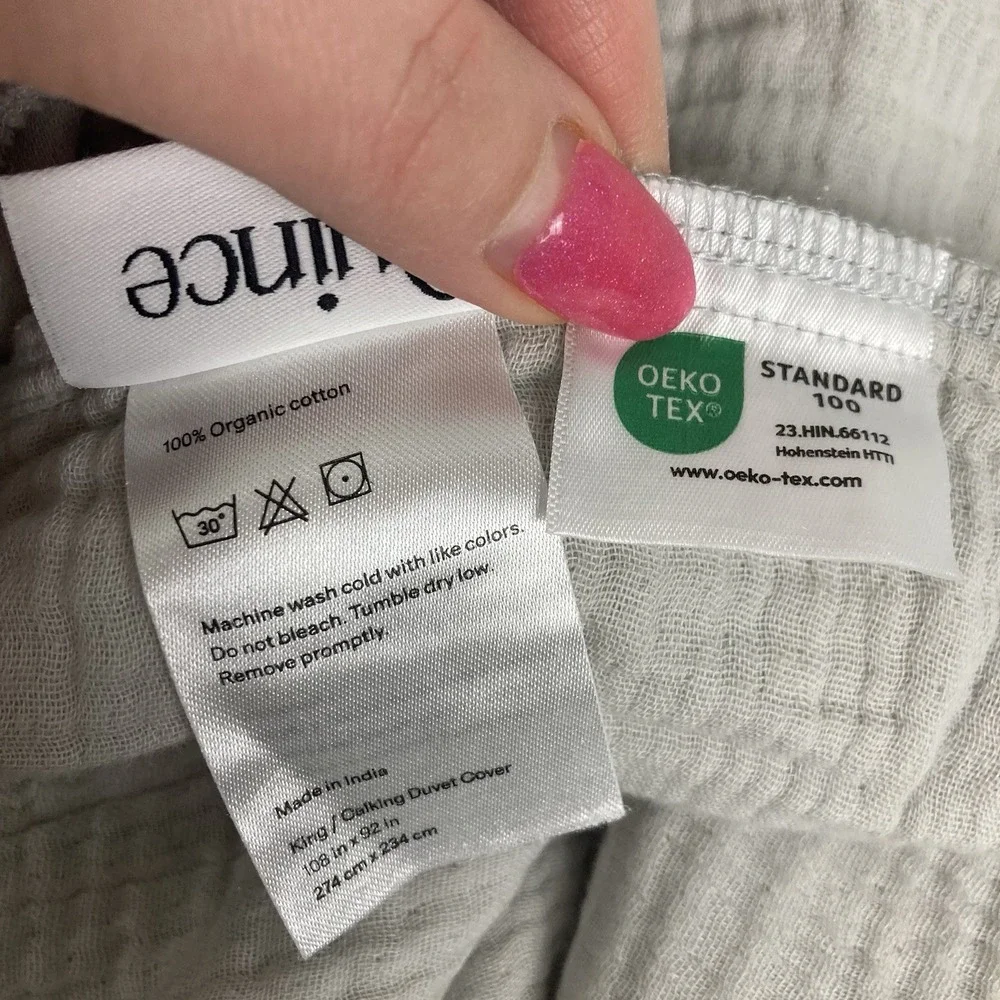 Quince Organic Cotton Gauze Duvet Cover Set King/Cal King Light Grey Mist Shams